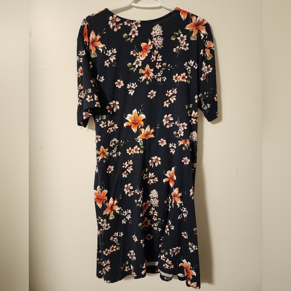 Navy Orange Floral George Wrap Dress Size XXL - Picture 3 of 3